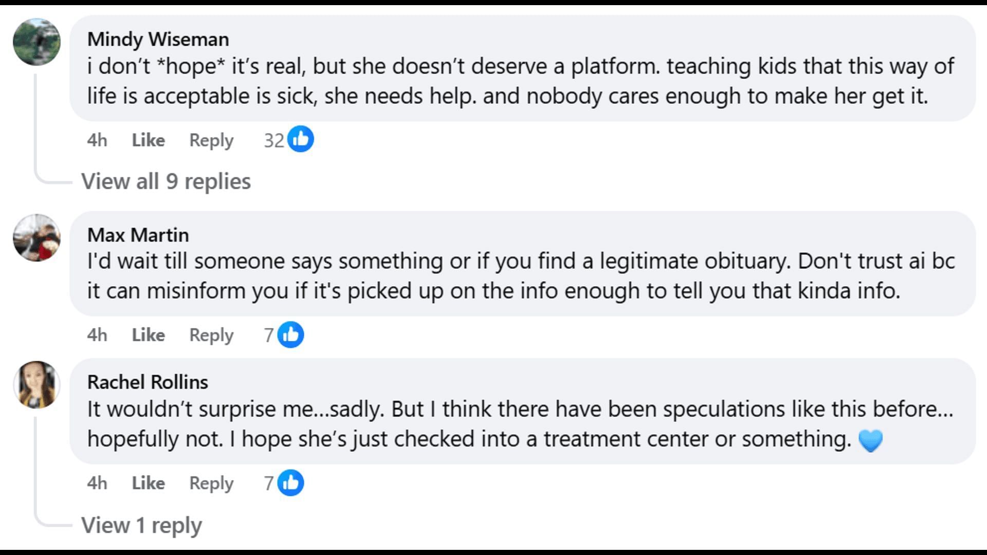 Netizens react to Eugenia Cooney's death rumor. (Image via Facebook)
